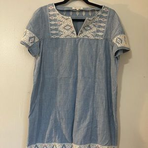 Madewell chambray shift dress with embroidery